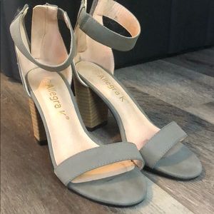 Grey strap heel